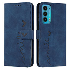 Custodia Portafoglio In Pelle Cover con Supporto Y03X per Motorola Moto Edge Lite 5G Blu