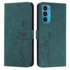 Custodia Portafoglio In Pelle Cover con Supporto Y03X per Motorola Moto Edge Lite 5G Verde