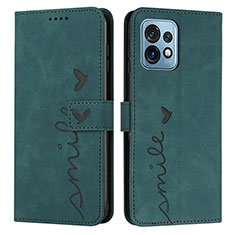 Custodia Portafoglio In Pelle Cover con Supporto Y03X per Motorola Moto Edge Plus (2023) 5G Verde