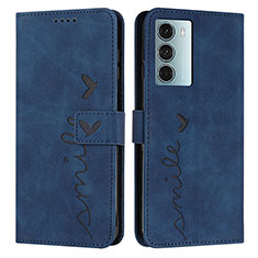 Custodia Portafoglio In Pelle Cover con Supporto Y03X per Motorola Moto Edge S30 5G Blu