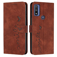 Custodia Portafoglio In Pelle Cover con Supporto Y03X per Motorola Moto G Pure Marrone
