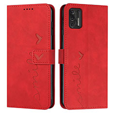 Custodia Portafoglio In Pelle Cover con Supporto Y03X per Motorola Moto G Stylus (2021) Rosso