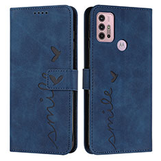Custodia Portafoglio In Pelle Cover con Supporto Y03X per Motorola Moto G10 Blu