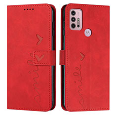 Custodia Portafoglio In Pelle Cover con Supporto Y03X per Motorola Moto G10 Power Rosso