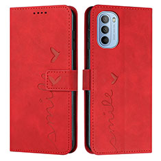 Custodia Portafoglio In Pelle Cover con Supporto Y03X per Motorola Moto G31 Rosso