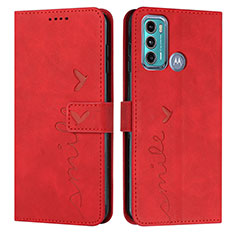 Custodia Portafoglio In Pelle Cover con Supporto Y03X per Motorola Moto G40 Fusion Rosso