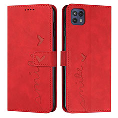 Custodia Portafoglio In Pelle Cover con Supporto Y03X per Motorola Moto G50 5G Rosso