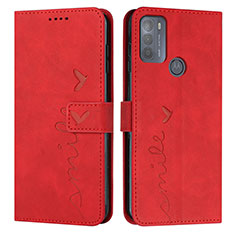 Custodia Portafoglio In Pelle Cover con Supporto Y03X per Motorola Moto G50 Rosso