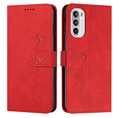 Custodia Portafoglio In Pelle Cover con Supporto Y03X per Motorola MOTO G52 Rosso