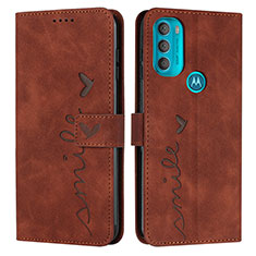 Custodia Portafoglio In Pelle Cover con Supporto Y03X per Motorola Moto G71 5G Marrone
