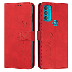 Custodia Portafoglio In Pelle Cover con Supporto Y03X per Motorola Moto G71 5G Rosso