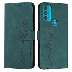 Custodia Portafoglio In Pelle Cover con Supporto Y03X per Motorola Moto G71 5G Verde