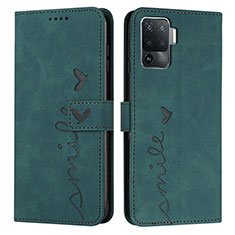 Custodia Portafoglio In Pelle Cover con Supporto Y03X per Oppo Reno5 F Verde