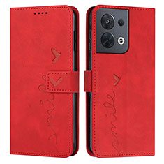 Custodia Portafoglio In Pelle Cover con Supporto Y03X per Oppo Reno8 5G Rosso