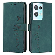 Custodia Portafoglio In Pelle Cover con Supporto Y03X per Oppo Reno8 Pro 5G Verde