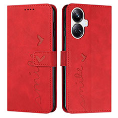 Custodia Portafoglio In Pelle Cover con Supporto Y03X per Realme 10 Pro+ Plus 5G Rosso