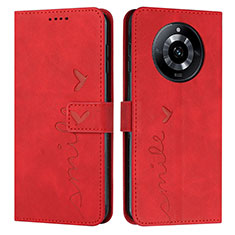 Custodia Portafoglio In Pelle Cover con Supporto Y03X per Realme 11 Pro+ Plus 5G Rosso