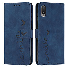 Custodia Portafoglio In Pelle Cover con Supporto Y03X per Samsung Galaxy A02 Blu