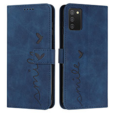 Custodia Portafoglio In Pelle Cover con Supporto Y03X per Samsung Galaxy A03s Blu