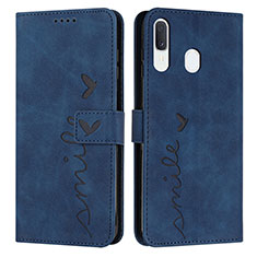 Custodia Portafoglio In Pelle Cover con Supporto Y03X per Samsung Galaxy A30 Blu