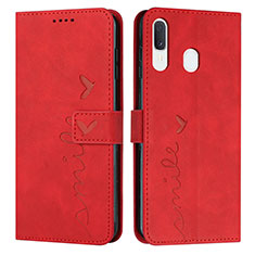 Custodia Portafoglio In Pelle Cover con Supporto Y03X per Samsung Galaxy A30 Rosso
