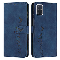 Custodia Portafoglio In Pelle Cover con Supporto Y03X per Samsung Galaxy A51 4G Blu