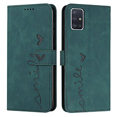 Custodia Portafoglio In Pelle Cover con Supporto Y03X per Samsung Galaxy A51 4G Verde
