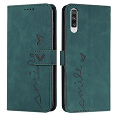 Custodia Portafoglio In Pelle Cover con Supporto Y03X per Samsung Galaxy A70S Verde