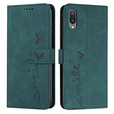 Custodia Portafoglio In Pelle Cover con Supporto Y03X per Samsung Galaxy M02 Verde