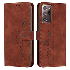 Custodia Portafoglio In Pelle Cover con Supporto Y03X per Samsung Galaxy Note 20 Ultra 5G Marrone