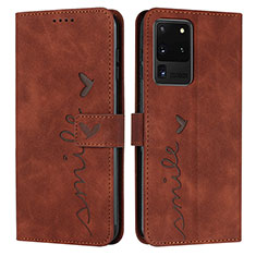 Custodia Portafoglio In Pelle Cover con Supporto Y03X per Samsung Galaxy S20 Ultra 5G Marrone