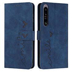 Custodia Portafoglio In Pelle Cover con Supporto Y03X per Sony Xperia 1 IV Blu