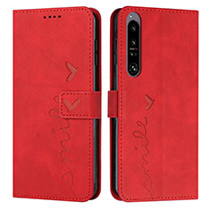 Custodia Portafoglio In Pelle Cover con Supporto Y03X per Sony Xperia 1 IV Rosso