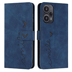 Custodia Portafoglio In Pelle Cover con Supporto Y03X per Xiaomi Poco F5 5G Blu