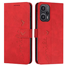 Custodia Portafoglio In Pelle Cover con Supporto Y03X per Xiaomi Poco F5 5G Rosso