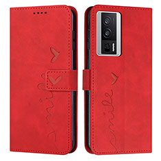 Custodia Portafoglio In Pelle Cover con Supporto Y03X per Xiaomi Poco F5 Pro 5G Rosso