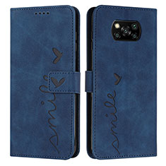 Custodia Portafoglio In Pelle Cover con Supporto Y03X per Xiaomi Poco X3 NFC Blu