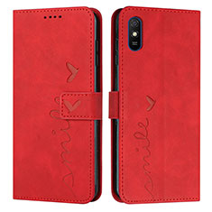Custodia Portafoglio In Pelle Cover con Supporto Y03X per Xiaomi Redmi 9A Rosso