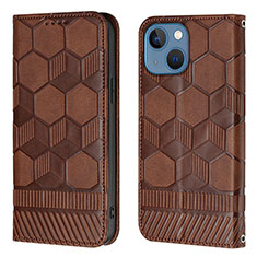 Custodia Portafoglio In Pelle Cover con Supporto Y04B per Apple iPhone 14 Marrone