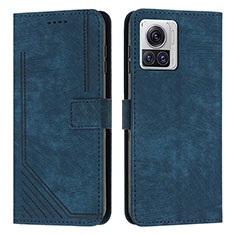 Custodia Portafoglio In Pelle Cover con Supporto Y04X per Motorola Moto Edge X30 Pro 5G Blu