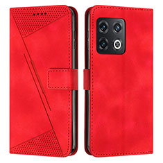 Custodia Portafoglio In Pelle Cover con Supporto Y04X per OnePlus 10 Pro 5G Rosso