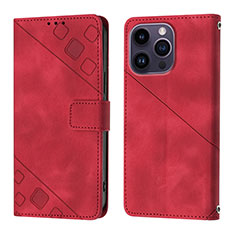 Custodia Portafoglio In Pelle Cover con Supporto Y05B per Apple iPhone 13 Pro Rosso