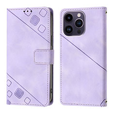 Custodia Portafoglio In Pelle Cover con Supporto Y05B per Apple iPhone 14 Pro Viola