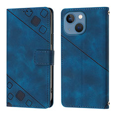 Custodia Portafoglio In Pelle Cover con Supporto Y05B per Apple iPhone 15 Plus Blu