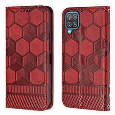 Custodia Portafoglio In Pelle Cover con Supporto Y05B per Samsung Galaxy A12 Nacho Rosso