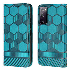 Custodia Portafoglio In Pelle Cover con Supporto Y05B per Samsung Galaxy S20 FE 5G Ciano