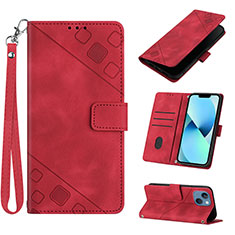 Custodia Portafoglio In Pelle Cover con Supporto Y06B per Apple iPhone 14 Plus Rosso