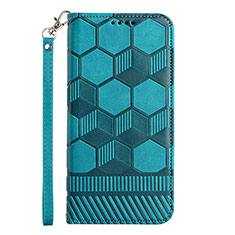 Custodia Portafoglio In Pelle Cover con Supporto Y06B per Samsung Galaxy S20 Lite 5G Ciano