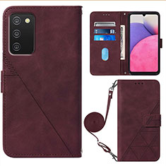 Custodia Portafoglio In Pelle Cover con Supporto Y07B per Samsung Galaxy A03s Rosso Rosa