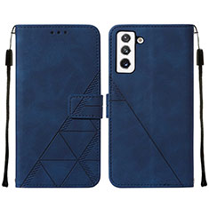 Custodia Portafoglio In Pelle Cover con Supporto Y07B per Samsung Galaxy S21 5G Blu